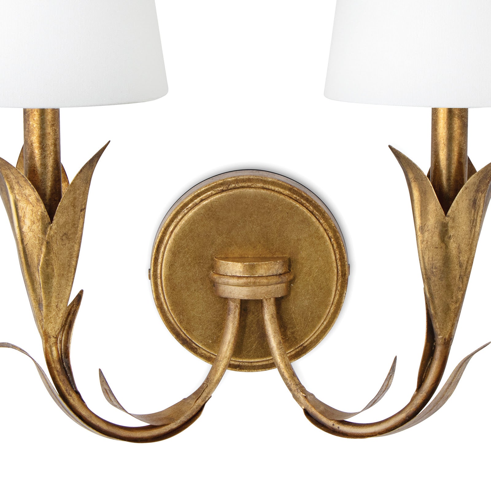 River Reed Sconce Double in Antique Gold Leaf by Regina Andrew