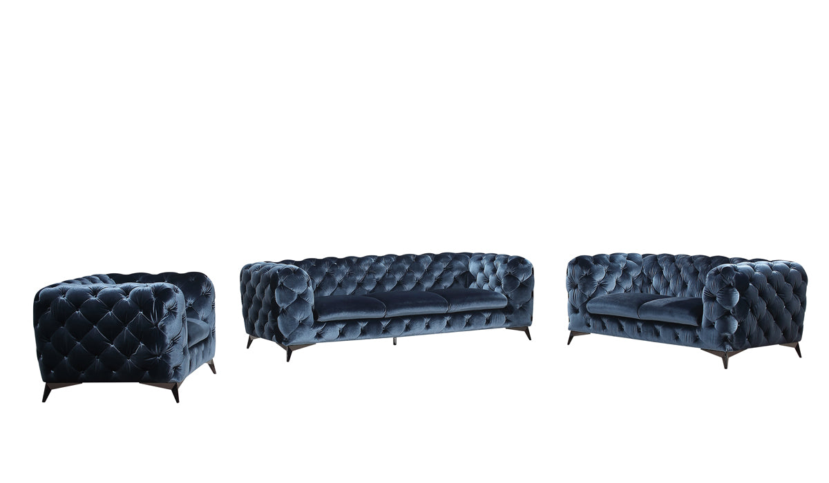 VIG Furniture Divani Casa Delilah Blue Fabric Sofa Set