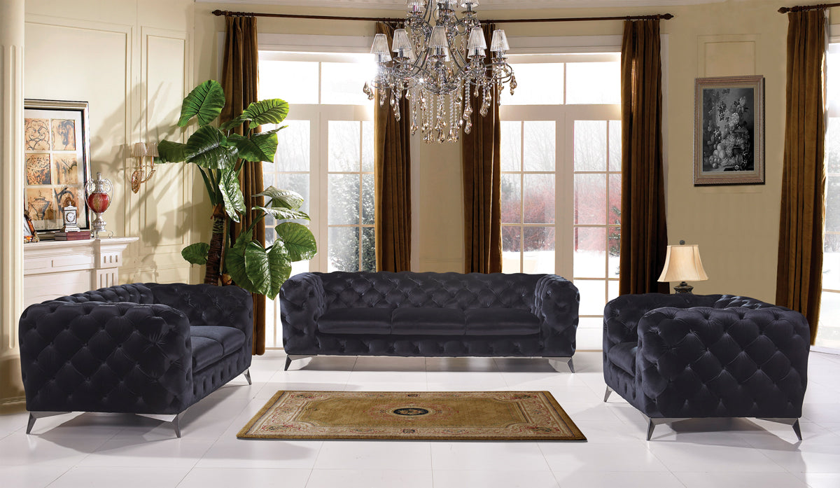 VIG Furniture Divani Casa Delilah Black Fabric Sofa Set