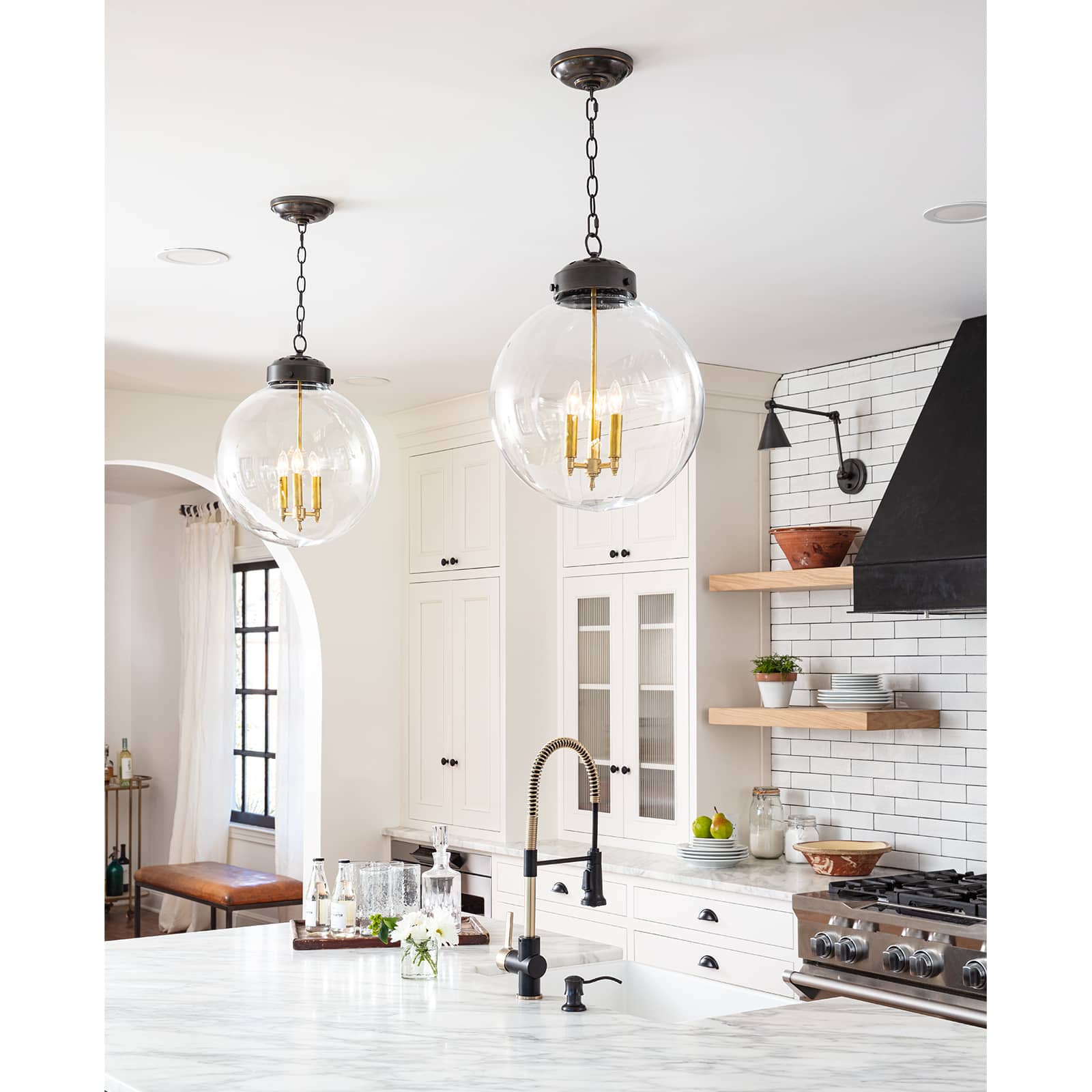 Globe Pendant in Oil Rubbed Bronze and Natural Brass by Southern Living
