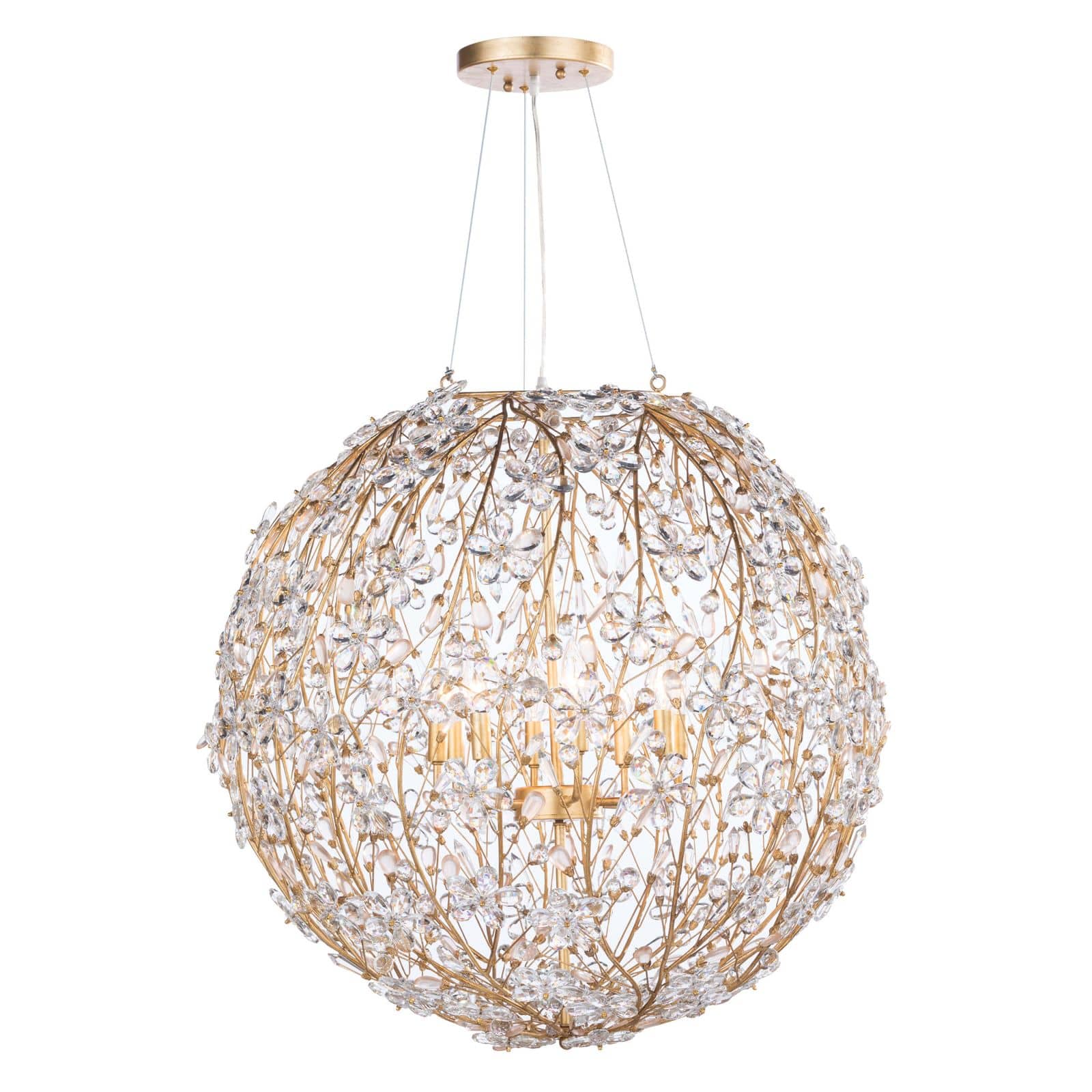 Cheshire Chandelier Large in Gold Leaf by Regina Andrew
