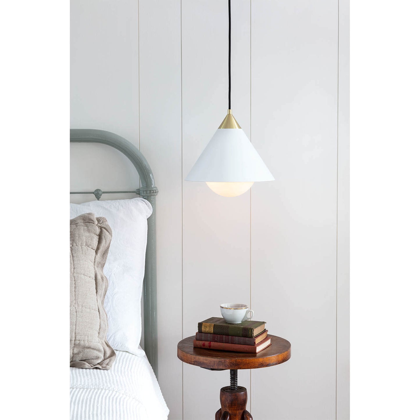 Hilton Pendant in White and Natural Brass by Regina Andrew