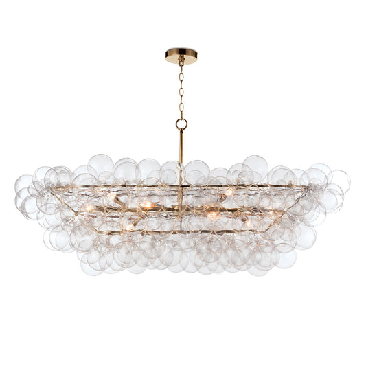 Bubbles Chandelier Linear in Clear Natural Brass by Regina Andrew