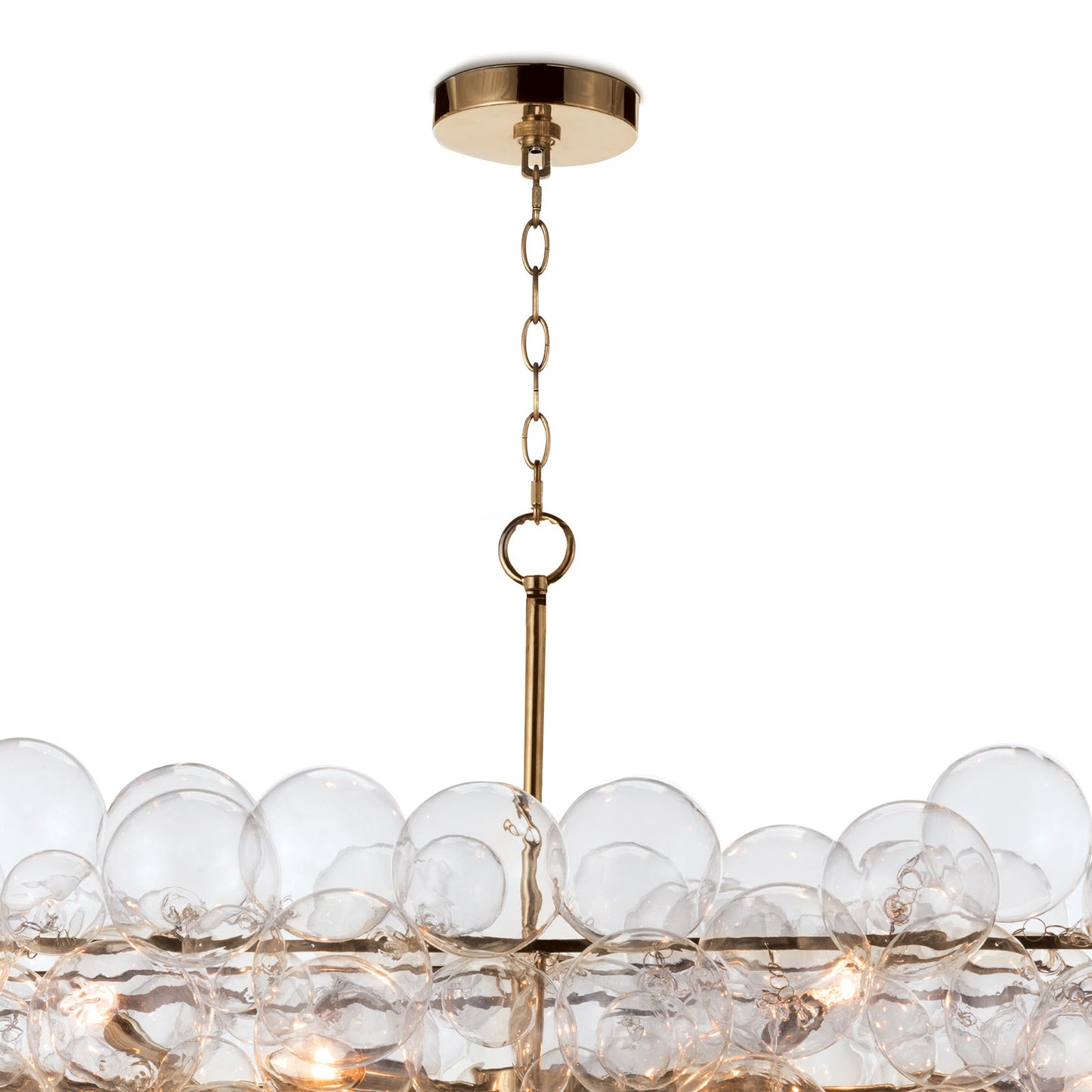Bubbles Chandelier Linear in Clear Natural Brass by Regina Andrew