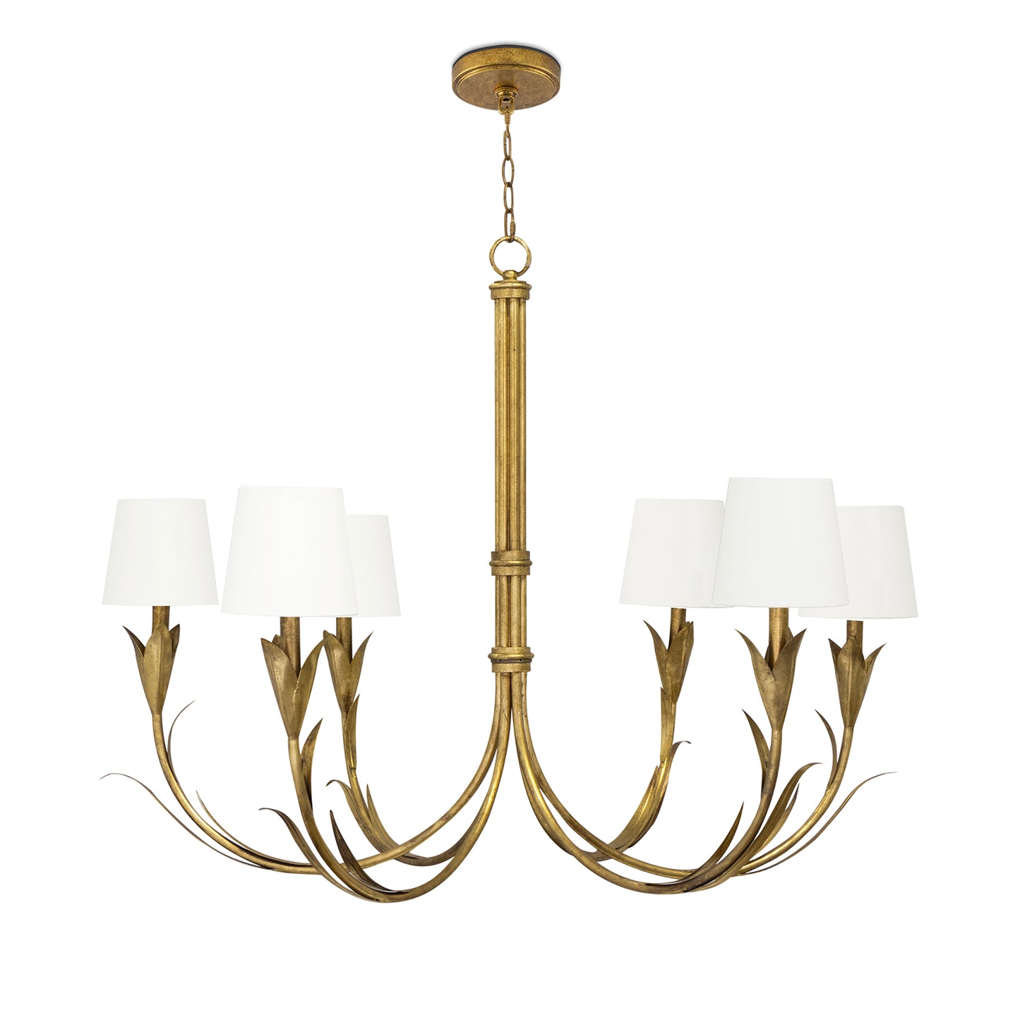 River Reed Chandelier Small in Antique Gold Leaf by Regina Andrew