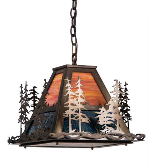 2nd Avenue 16" Square Tall Pines Left Pendant