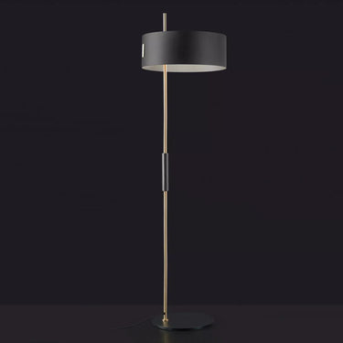 Designer LED floor lamp by Ostuni & Forti in satin gold and black metal for bedrooms and offices