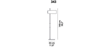 Oluce 1953 floor lamp with off-center cylindrical shade for contemporary home interiors