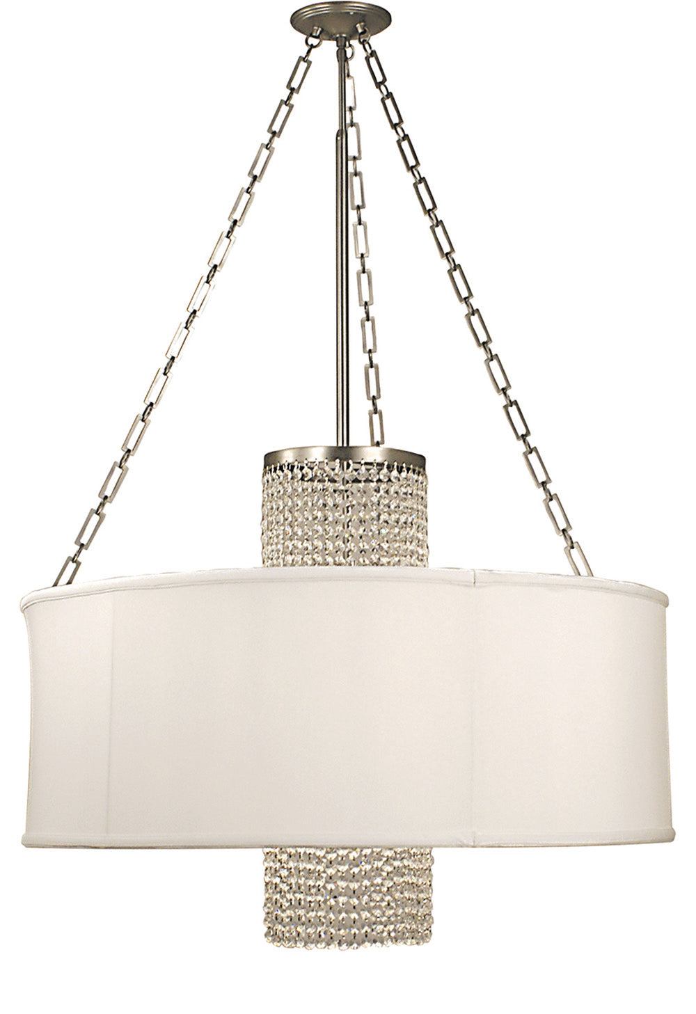 Framburg Angelique 4 - Light Polished Silver with White Sheer Shade Dining Chandelier 1958 PS/SWH