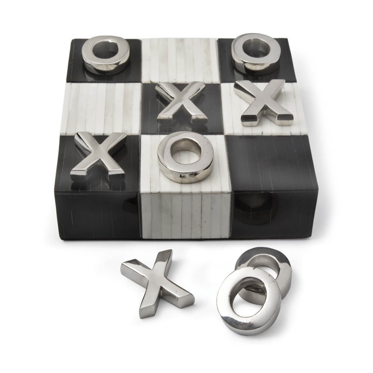 Tic Tac Toe Flat Board With Nickel Pieces by Regina Andrew