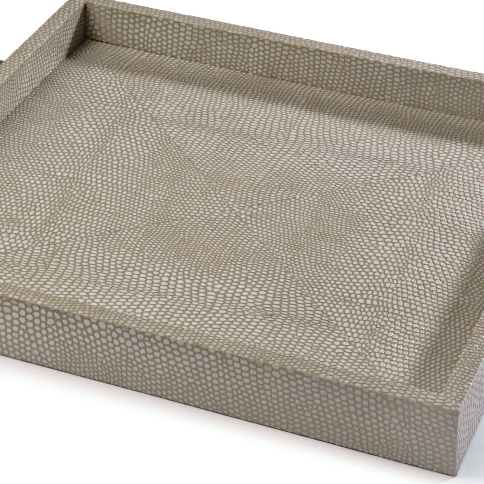 Square Shagreen Boutique Tray in Ivory Grey Python by Regina Andrew