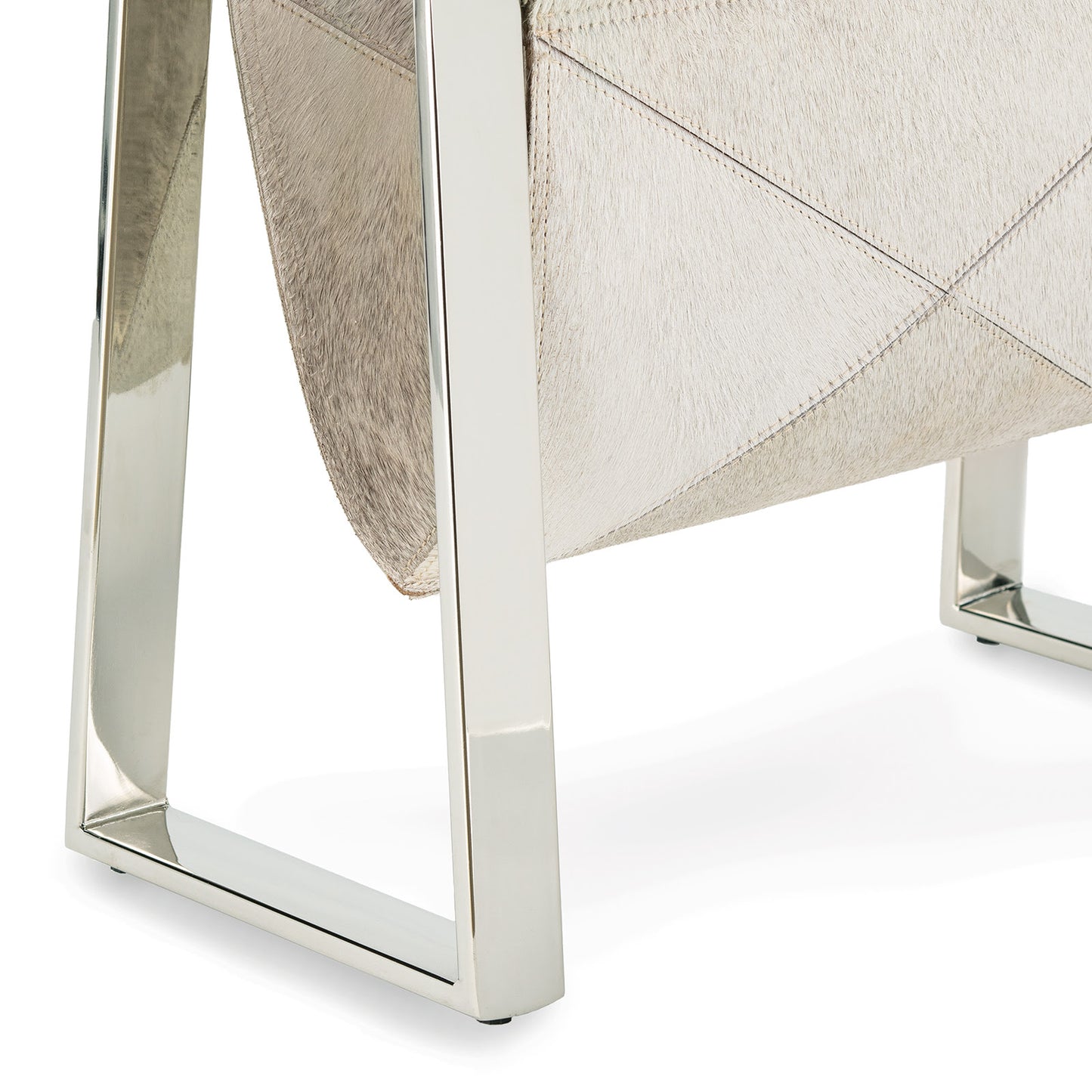 Andres Hair on Hide Magazine Rack in Polished Nickel by Regina Andrew