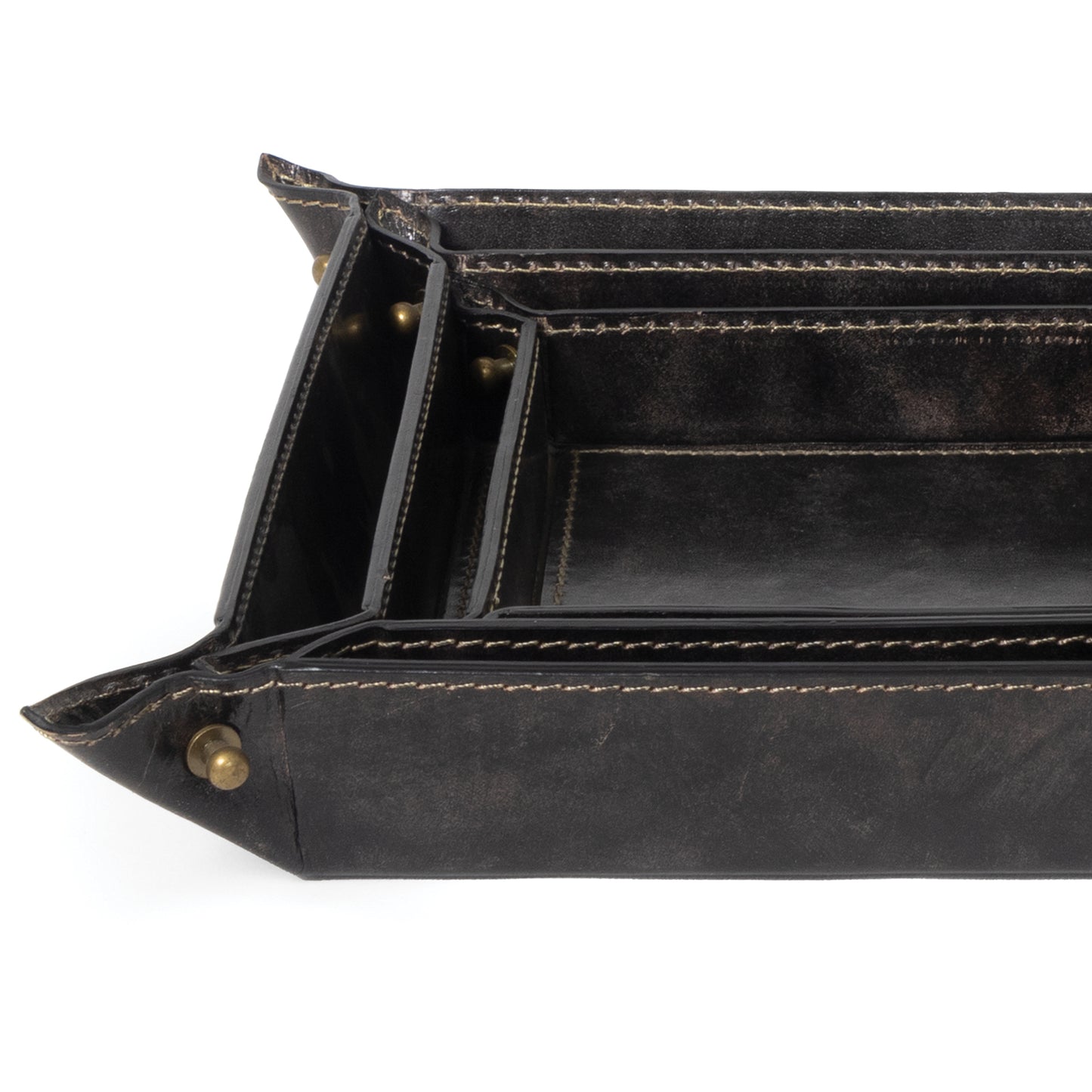 Derby Leather Tray Set in Black by Regina Andrew
