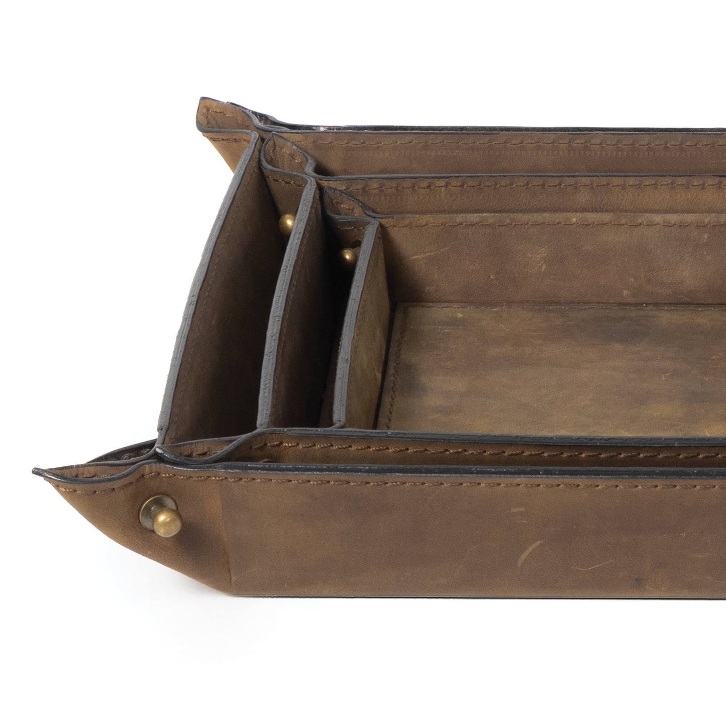 Derby Leather Tray Set in Brown by Regina Andrew