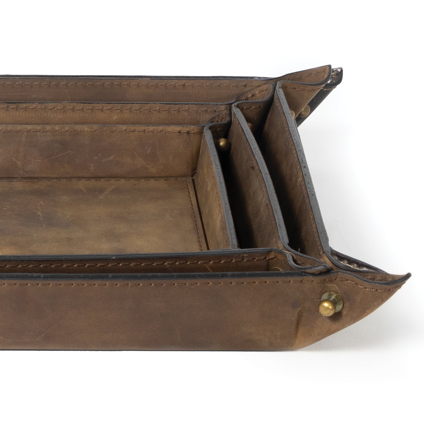 Derby Leather Tray Set in Brown by Regina Andrew