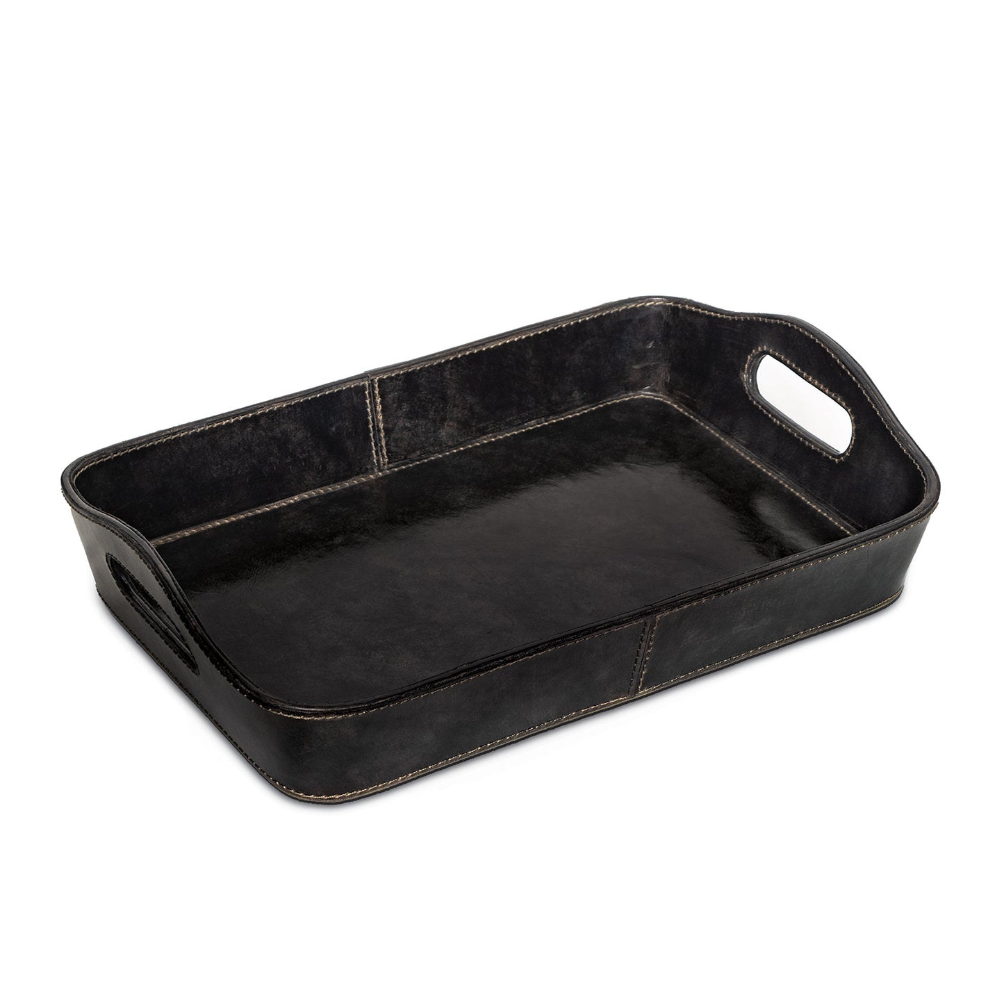 Derby Parlor Leather Tray in Black by Regina Andrew
