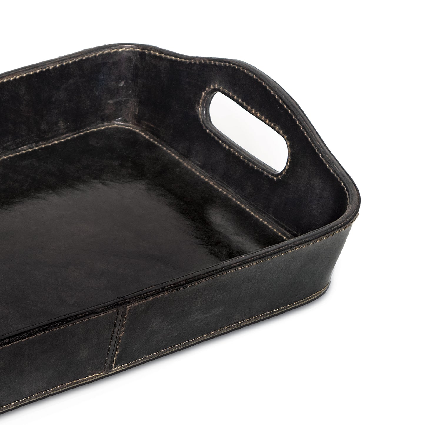 Derby Parlor Leather Tray in Black by Regina Andrew