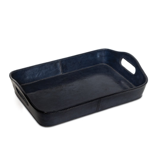 Derby Parlor Leather Tray in Blue by Regina Andrew