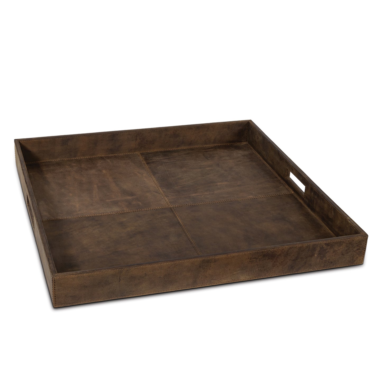 Derby Square Leather Tray in Brown by Regina Andrew