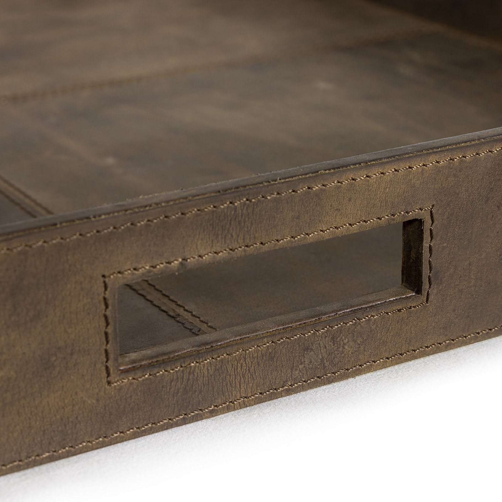 Derby Square Leather Tray in Brown by Regina Andrew