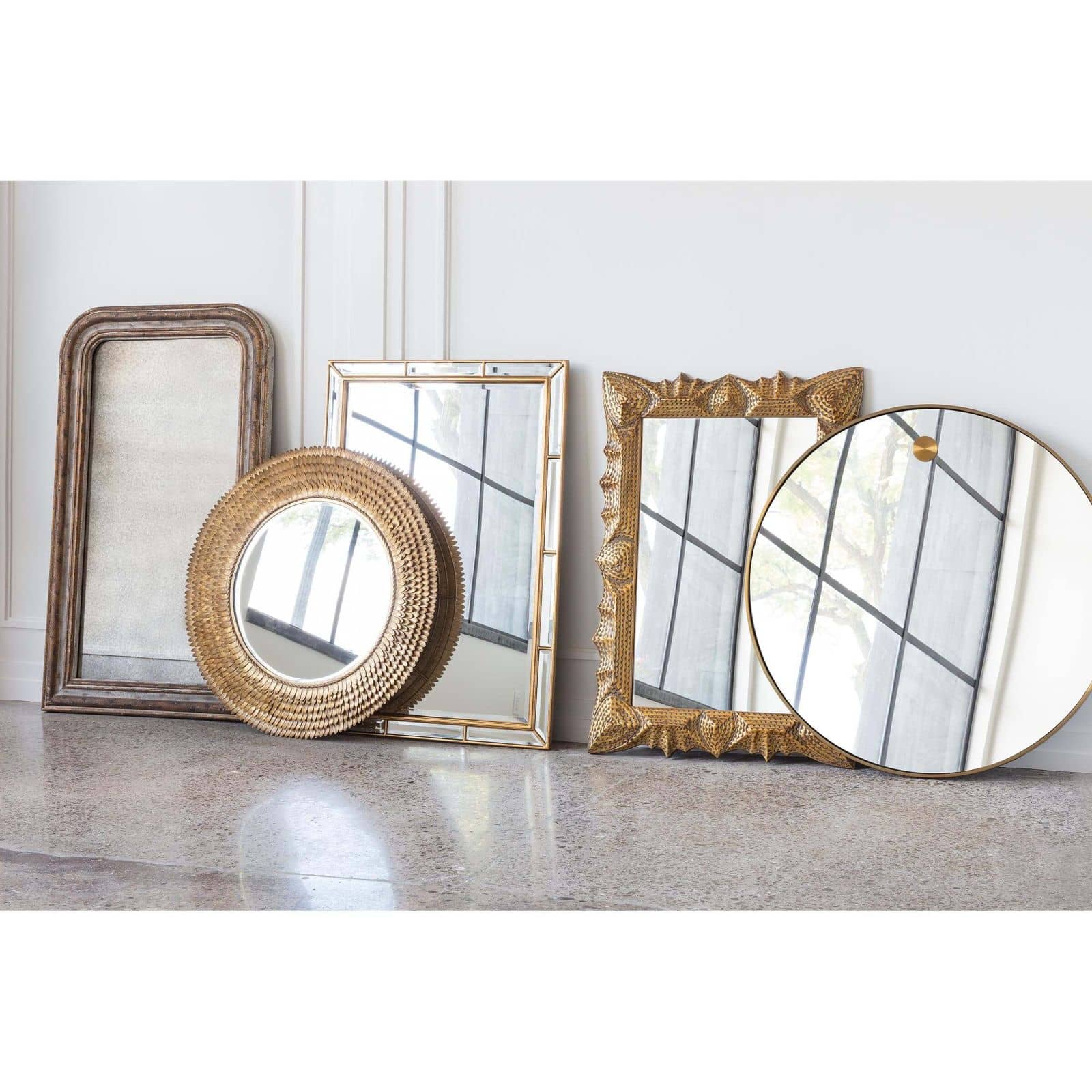 Hanging Circular Mirror in Natural Brass by Regina Andrew