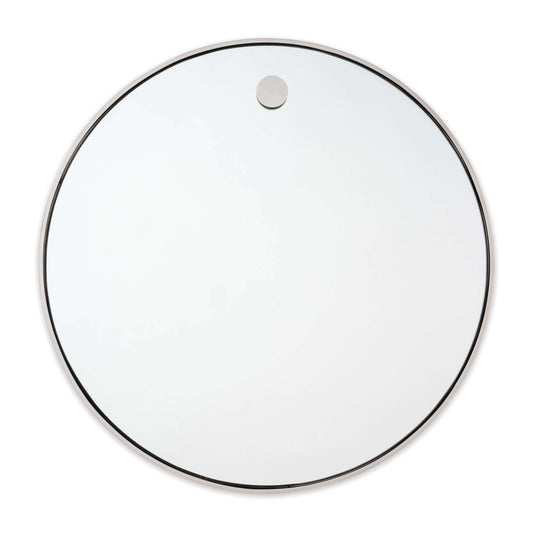 Hanging Circular Mirror in Polished Nickel by Regina Andrew