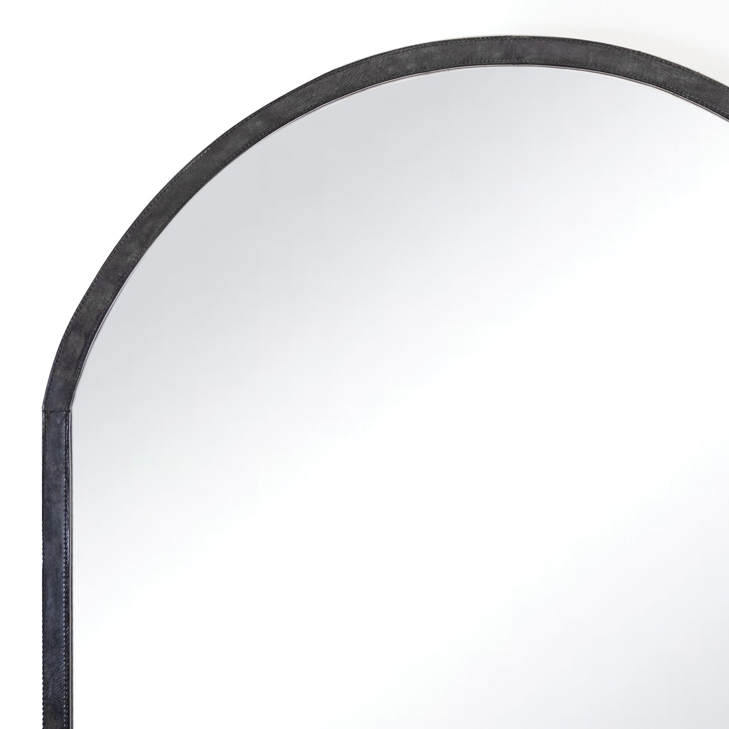 Knox Leather Mantle Mirror in Black by Regina Andrew