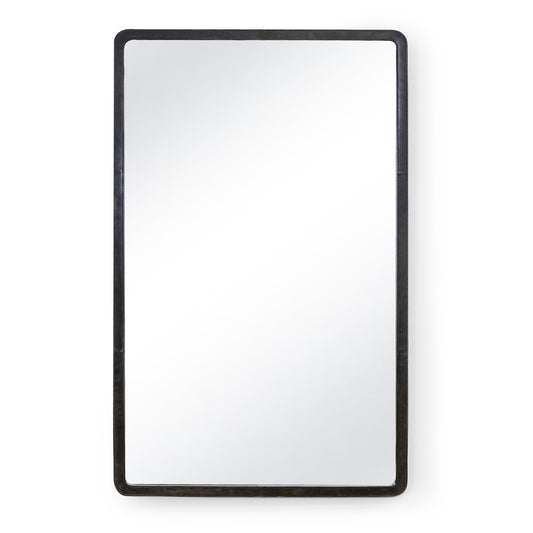 Knox Leather Rectangle Mirror in Black by Regina Andrew
