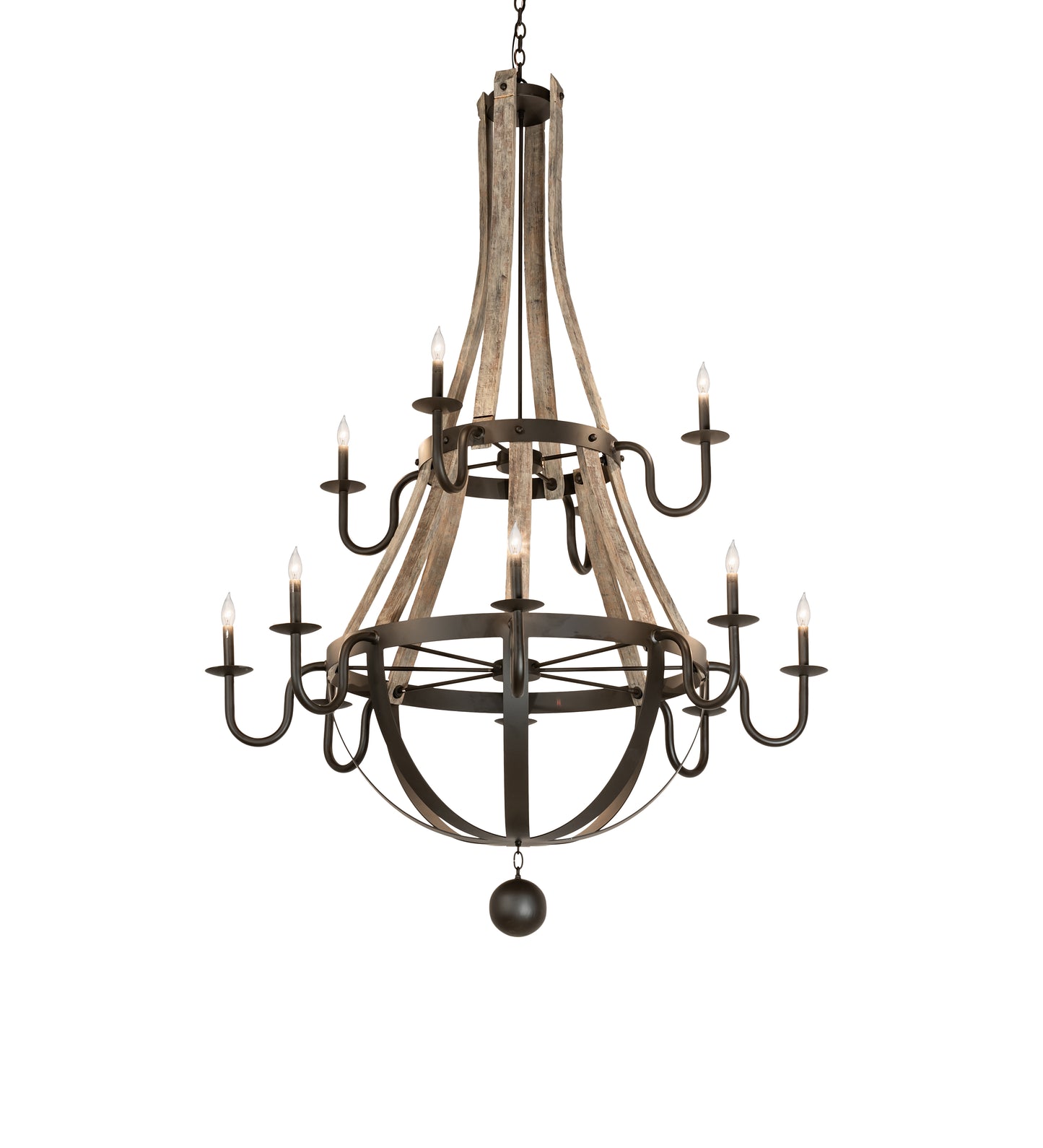 2nd Avenue 56" Barrel Stave Madera 12-Light Two Tier Chandelier