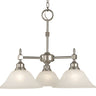 Framburg Taylor 3 - Light Brushed Nickel with White Marble Glass Shade Dinette Chandelier 2439 BN/WH