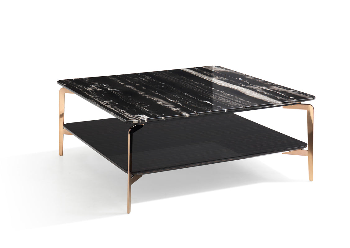 VIG Furniture Modrest Dorian Black Marble Ebony Square Coffee Table