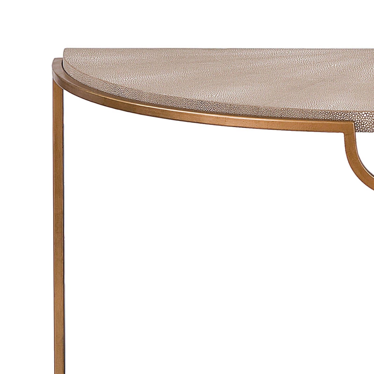 Vogue Shagreen Demilune Console in Ivory Grey and Brass by Regina Andrew