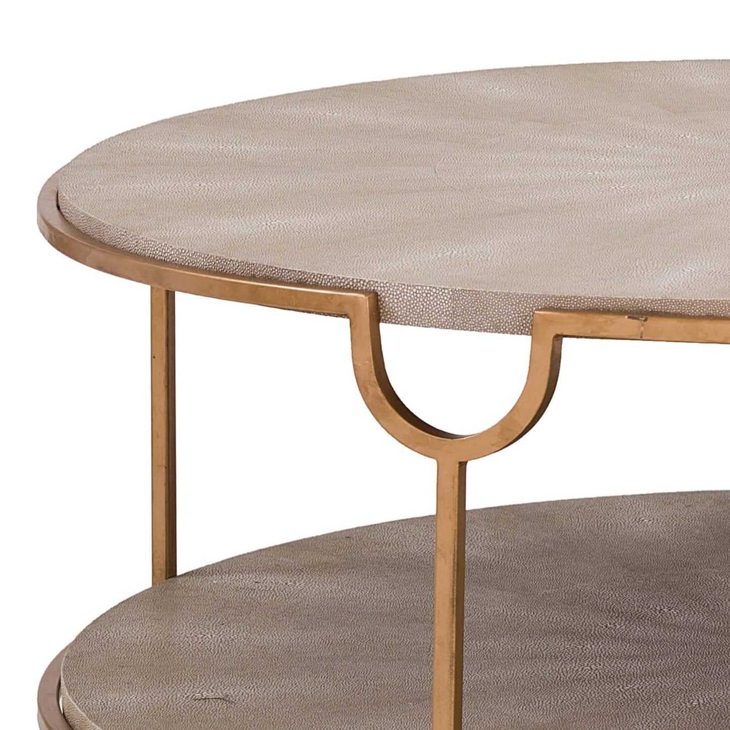 Vogue Shagreen Cocktail Table in Ivory Grey and Brass by Regina Andrew