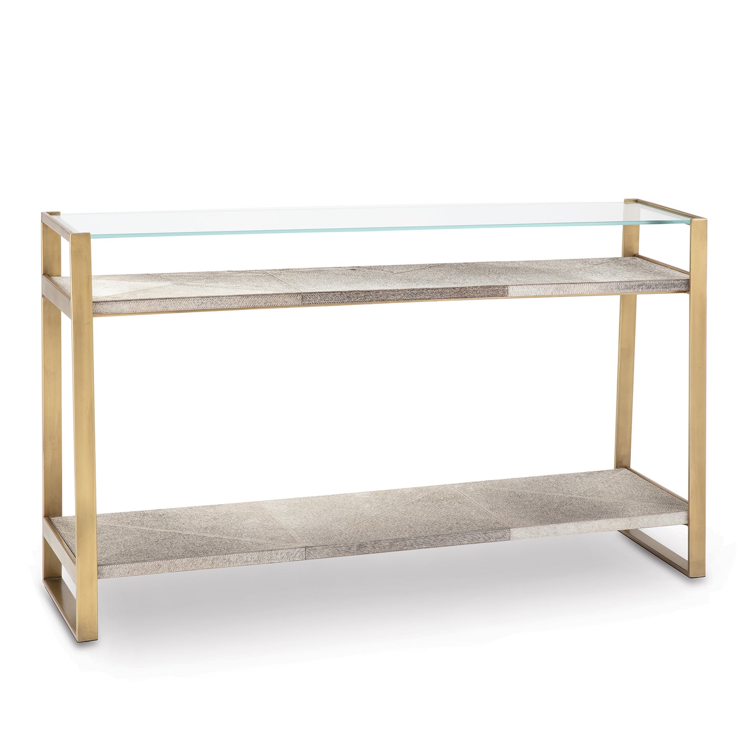 Andres Hair on Hide Console Large in Brass by Regina Andrew