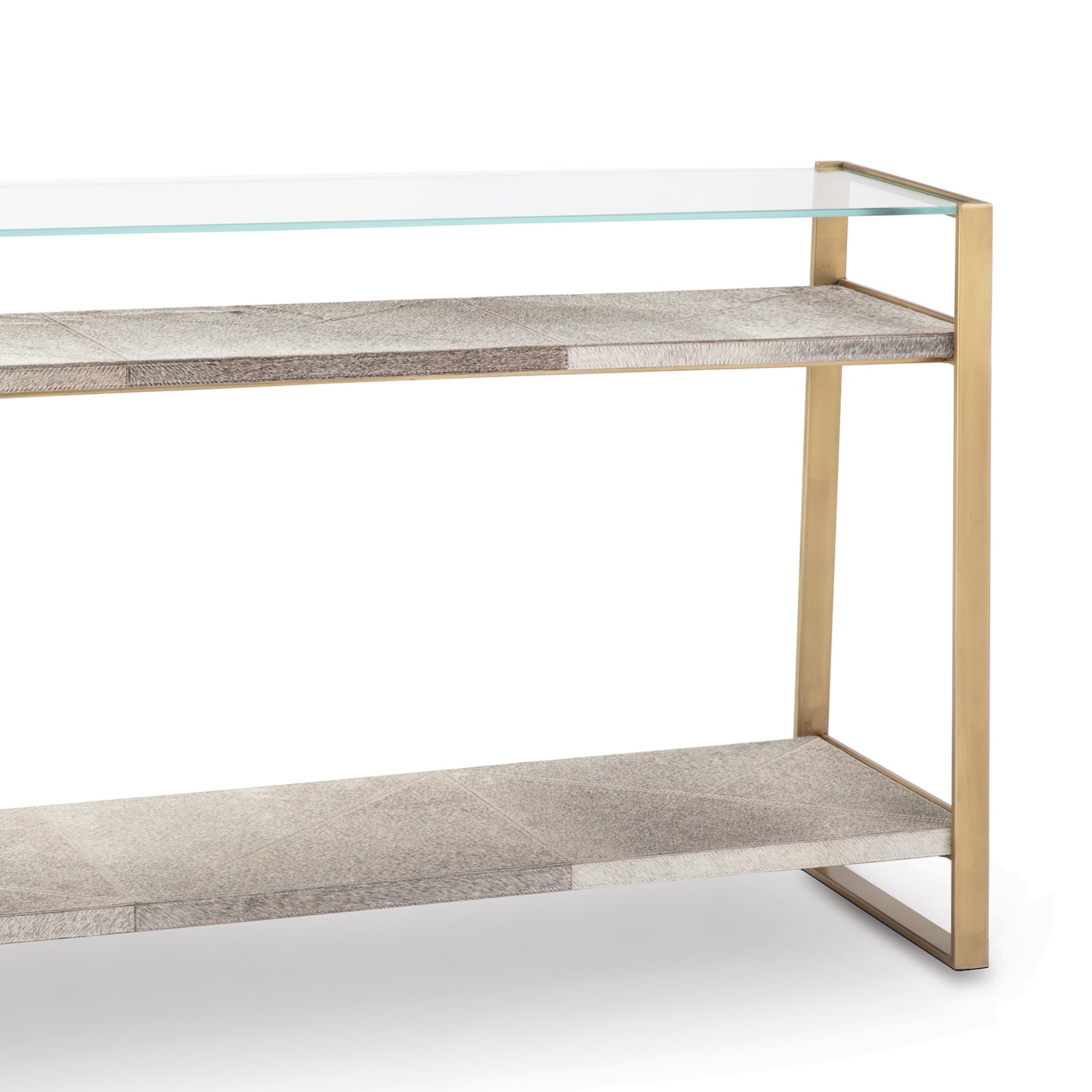 Andres Hair on Hide Console Large in Brass by Regina Andrew