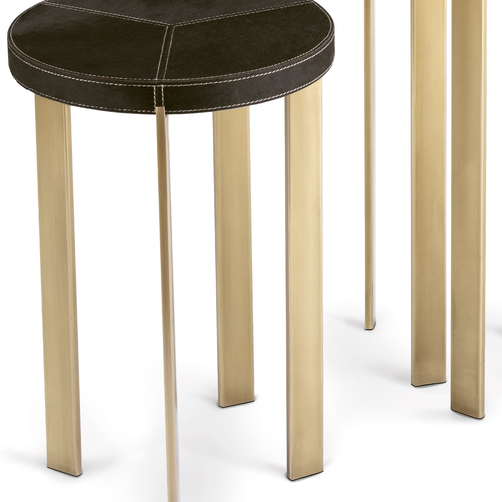 Andres Hair on Hide Mixer Table Set in Brass by Regina Andrew