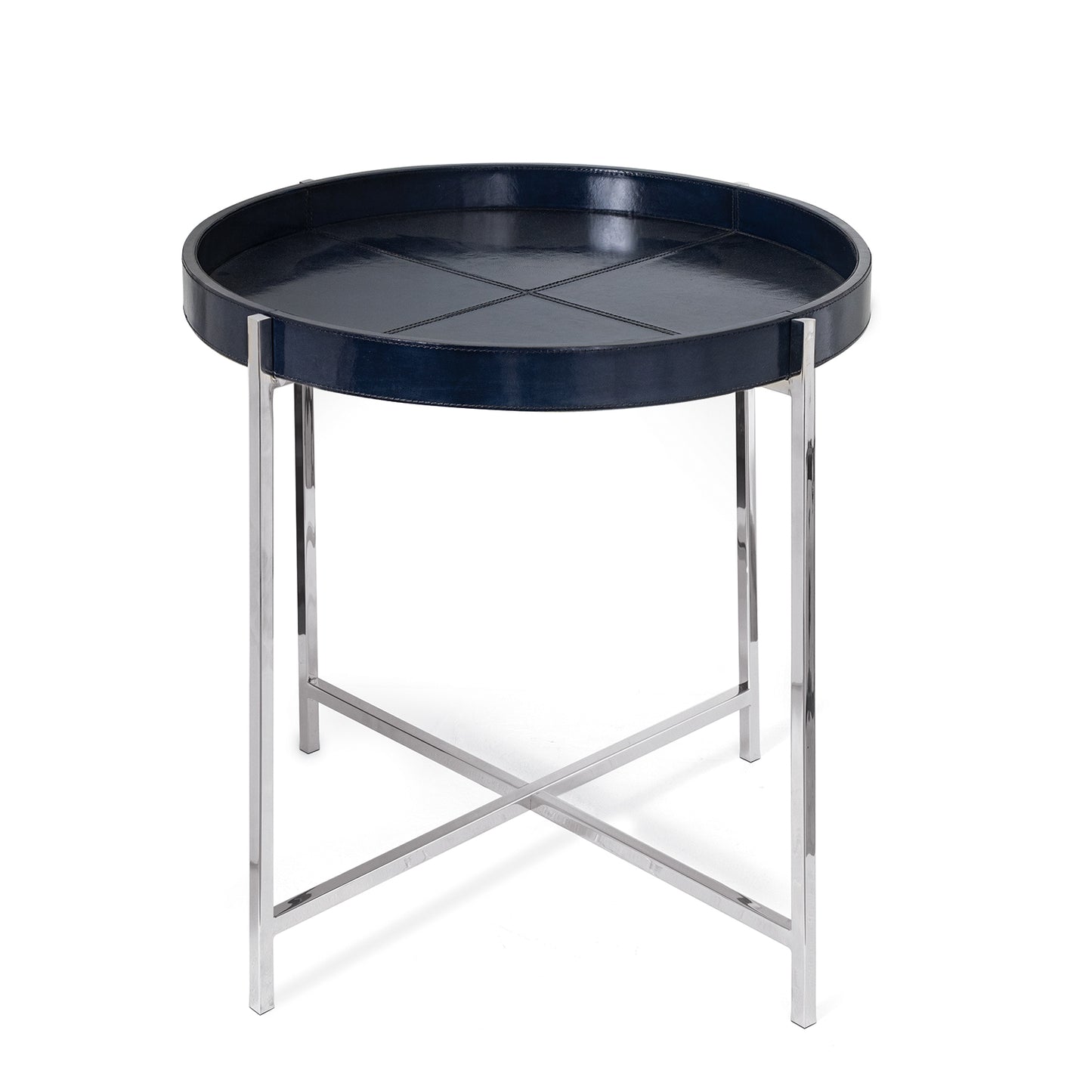 Derby Leather Tray Table in Blue by Regina Andrew