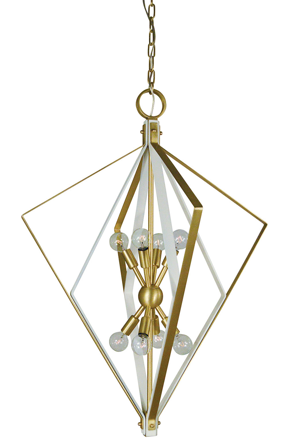 Framburg Zoe 8 - Light Satin Brass with Matte Black Accents Foyer Chandelier 3020 SB/SW