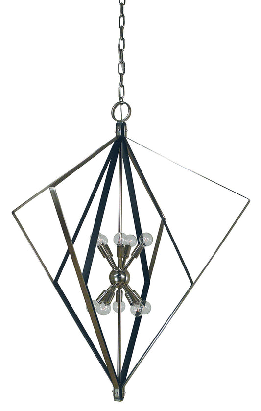 Framburg Zoe 10 - Light Polished Nickel with Matte Black Accents Foyer Chandelier 3023 PN/MBLACK