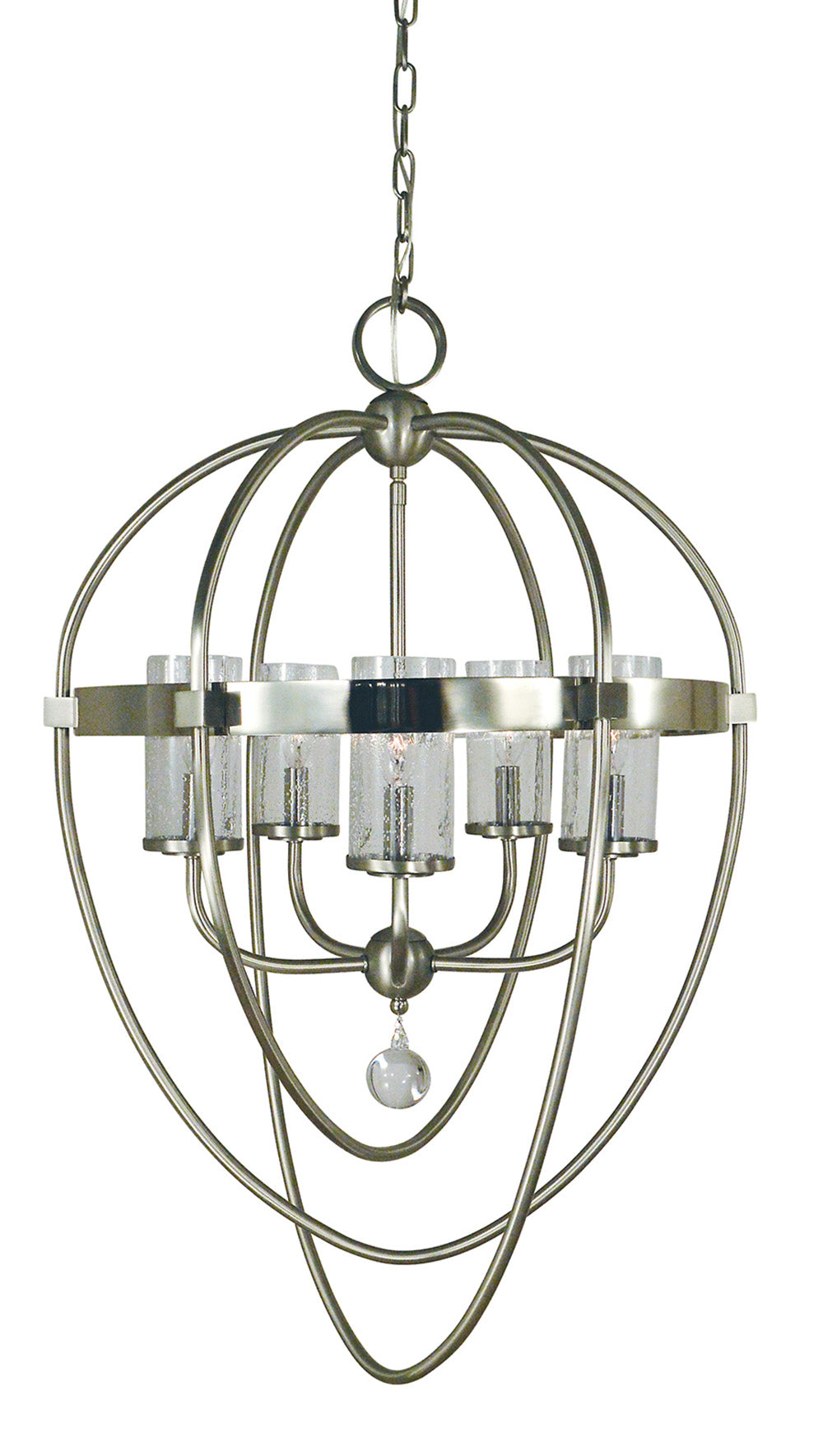 Framburg Margaux 5 - Light Brushed Nickel with Polished Nickel Accents Foyer Chandelier 3045 BN/PN