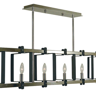 Framburg Camille 6 - Light Polished Nickel with Matte Black Accents Island Chandelier 3060 PN/MBLACK