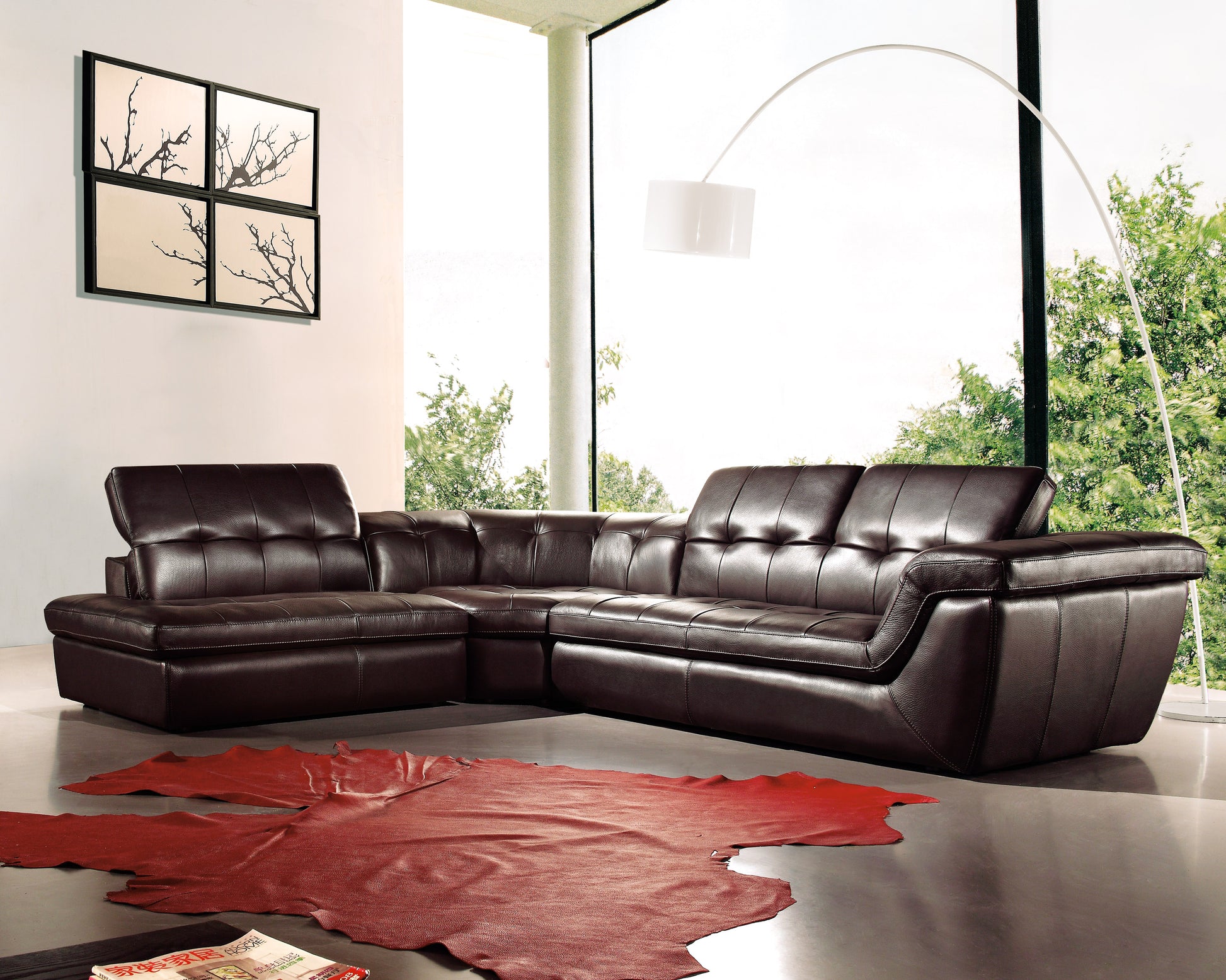 397 Italian Leather Sectional Sofa Chocolate Color LHF by JM
