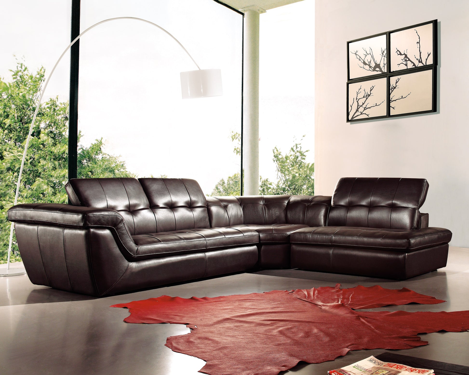 397 Italian Leather Sectional Sofa Chocolate Color RHF by JM