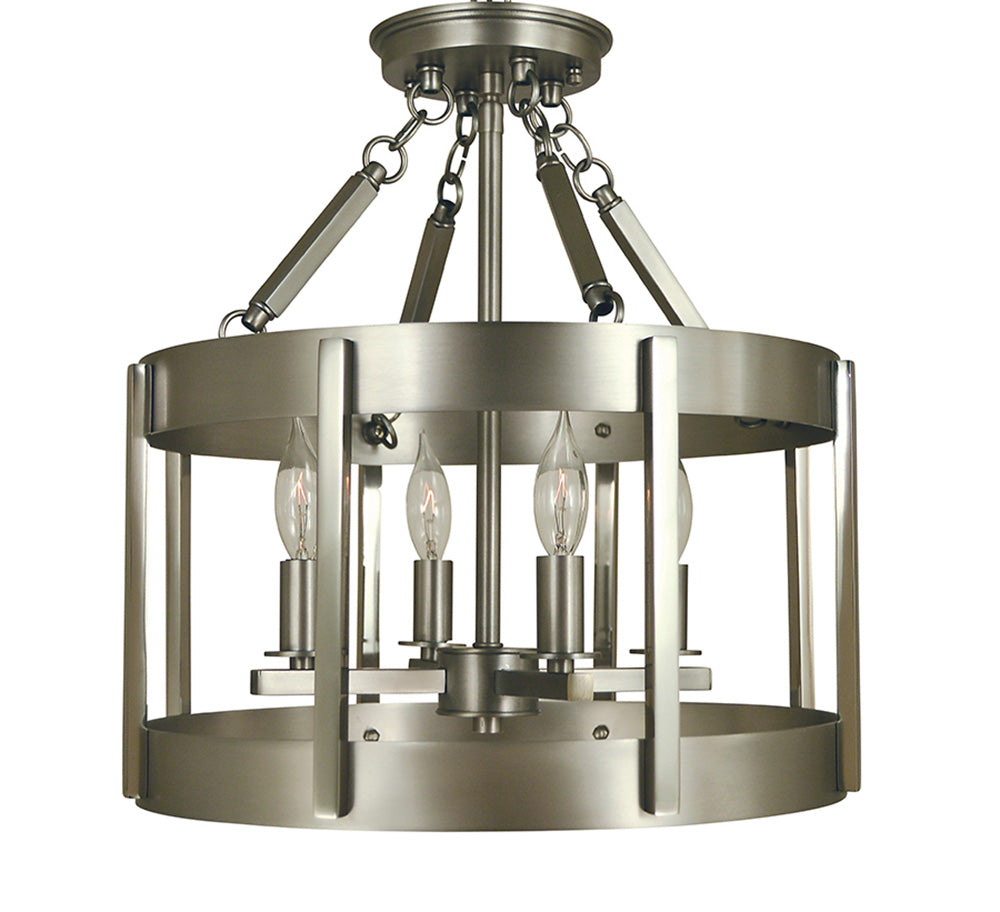 Framburg 4-Light Satin Pewter Polished Nickel Pantheon Semi-Flush