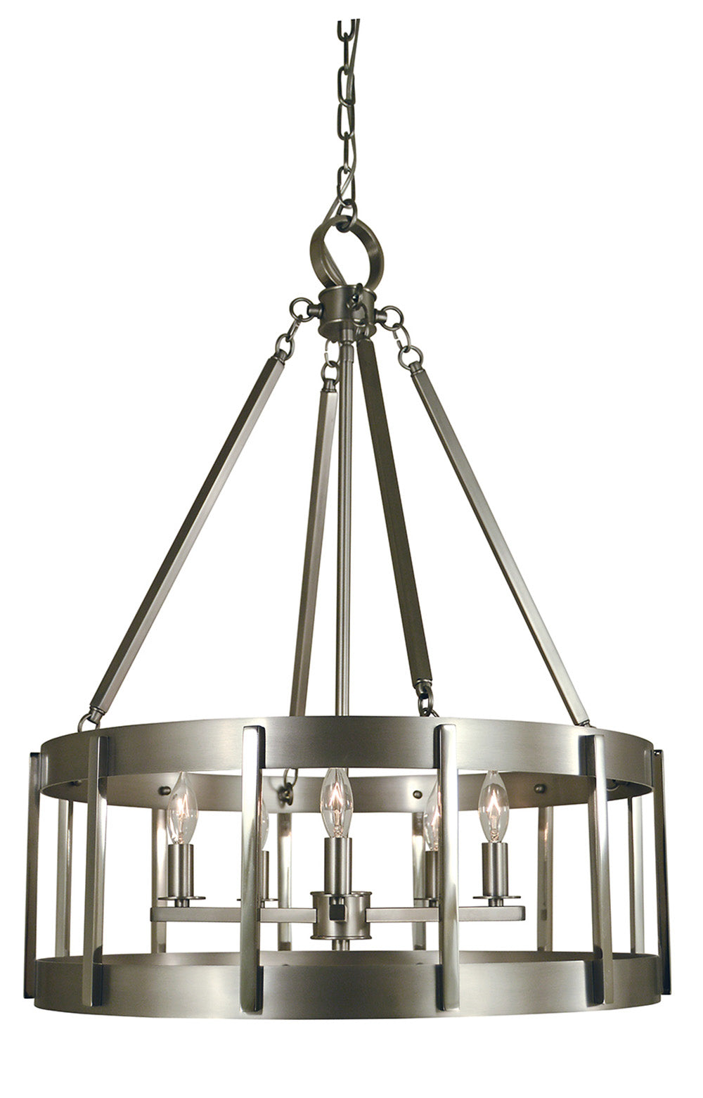 Framburg 5-Light Satin Pewter Polished Nickel Pantheon Pendant