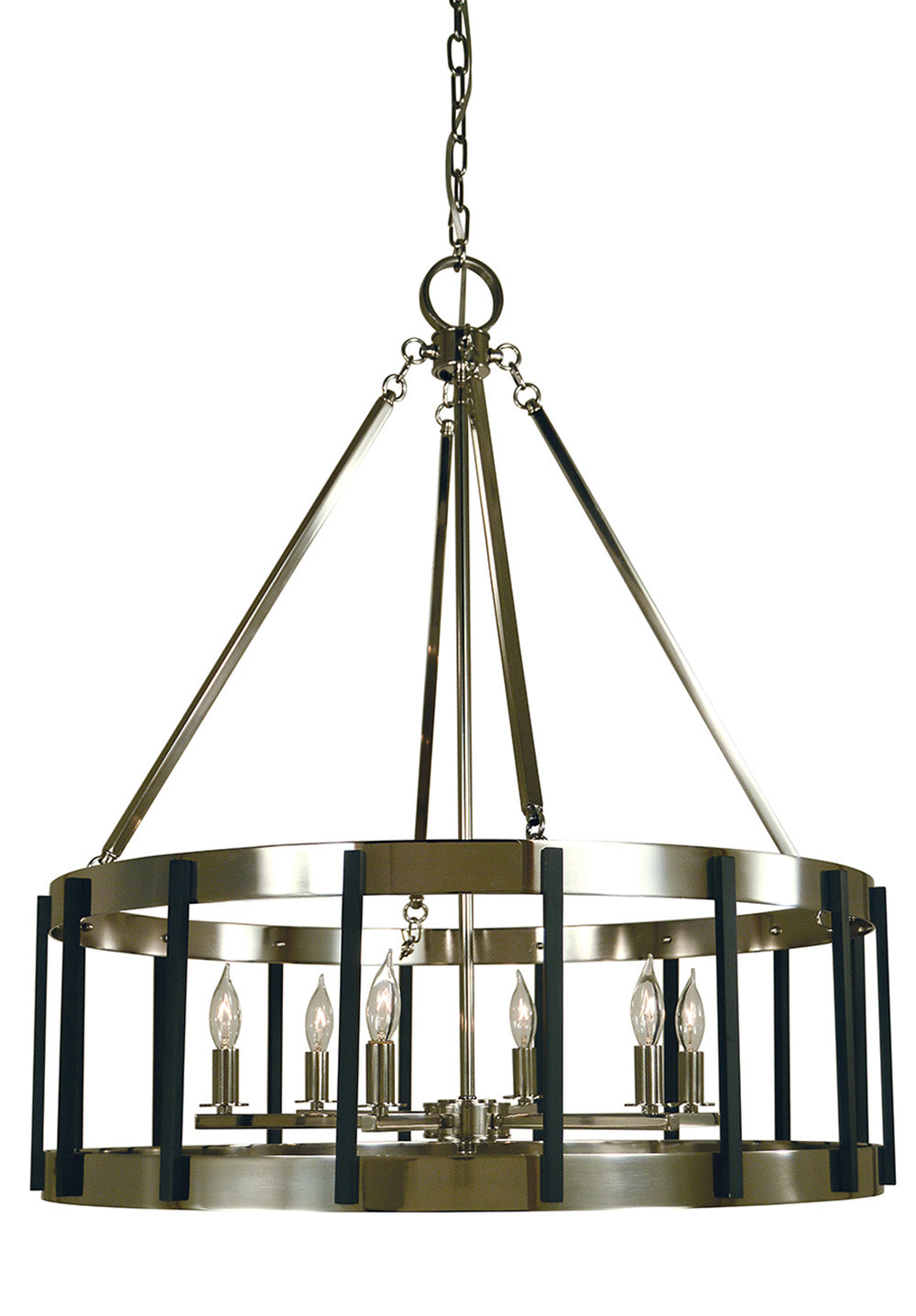 Framburg 6-Light Polished Nickel Matte Black Pantheon Pendant