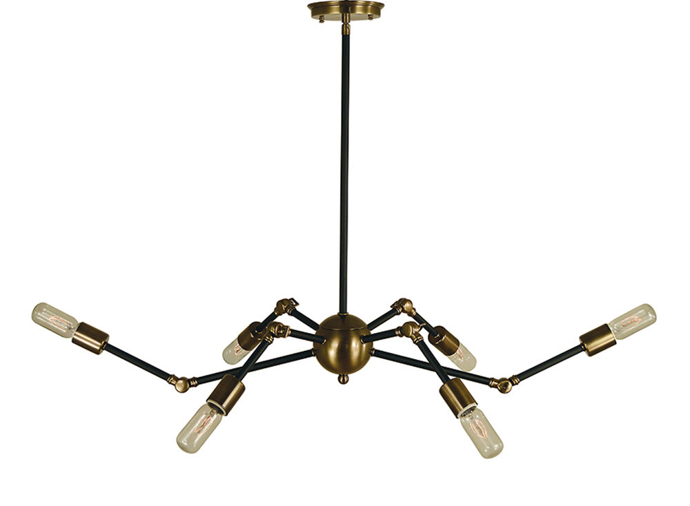 Framburg Felix 6 - Light Antique Brass with Matte Black Dining Chandelier 4688 AB/MBLACK