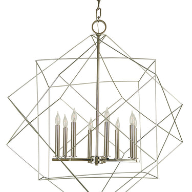 Framburg Etoile 8 - Light Satin Pewter with Polished Nickel Foyer Chandelier 4708 SP/PN