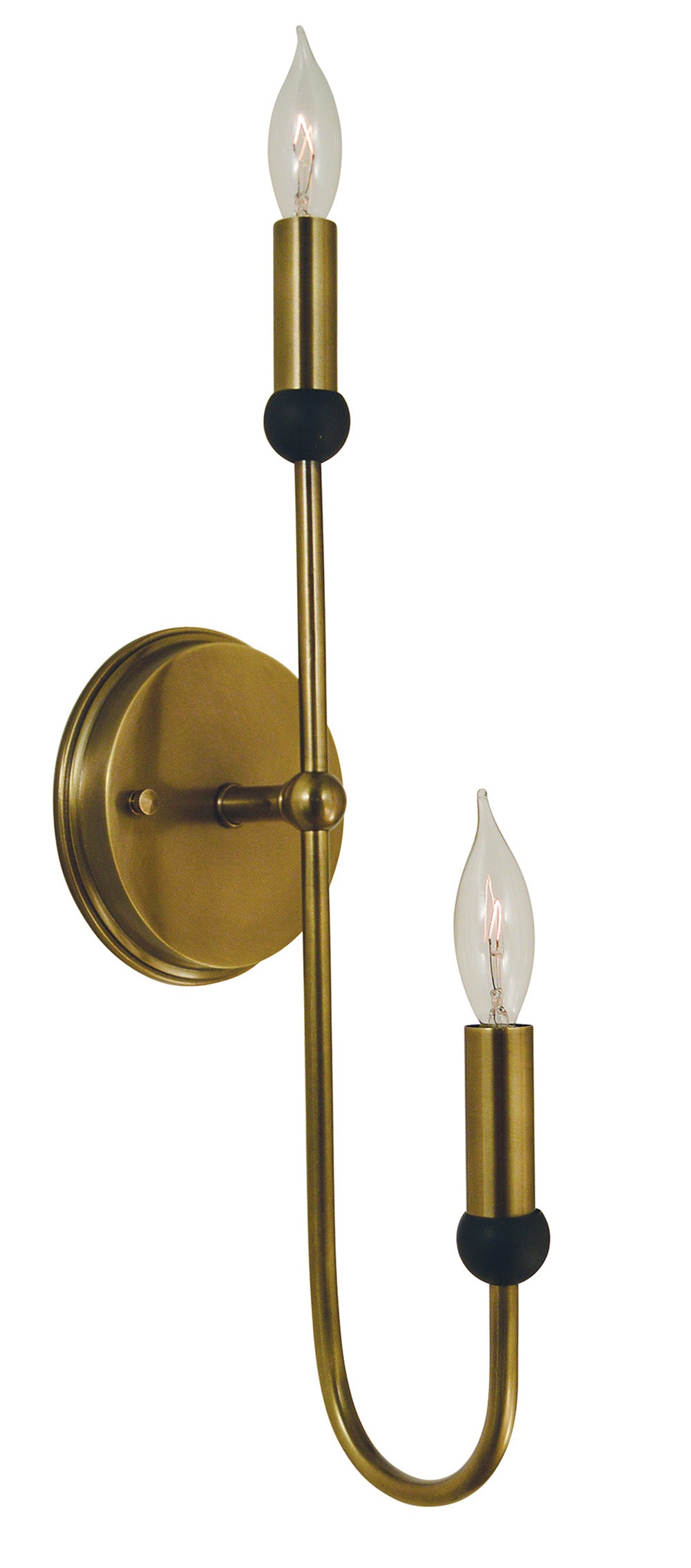 Framburg Nicole 2 - Light Antique Brass with Matte Black Wall Sconce 4792 AB/MBLACK