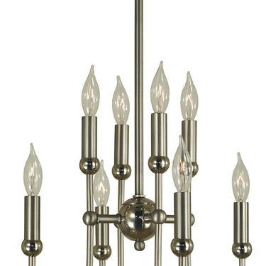 Framburg Nicole 8 - Light Satin Pewter with Polished Nickel Mini Chandelier 4794 SP/PN
